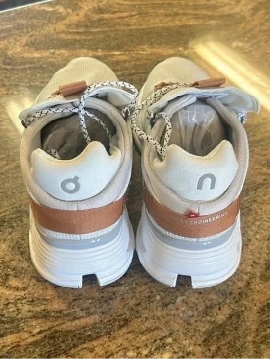 On Running Women's Sneakers in White and Brown - Picture 5 of 6